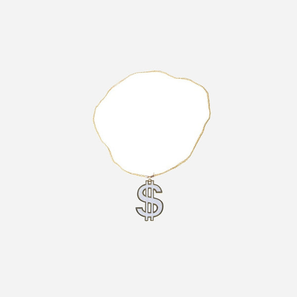 Collier or avec pendentif dollar argent 7 cm fantaisie