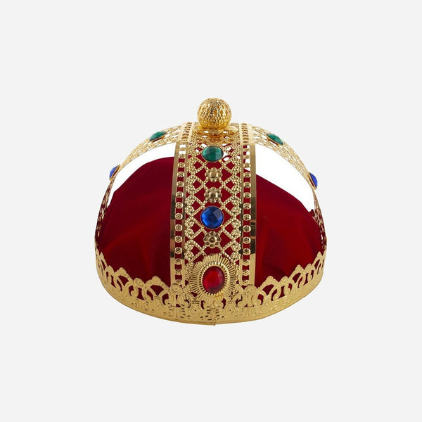 Couronne de roi or avec métal souple et tissu rouge adulte
