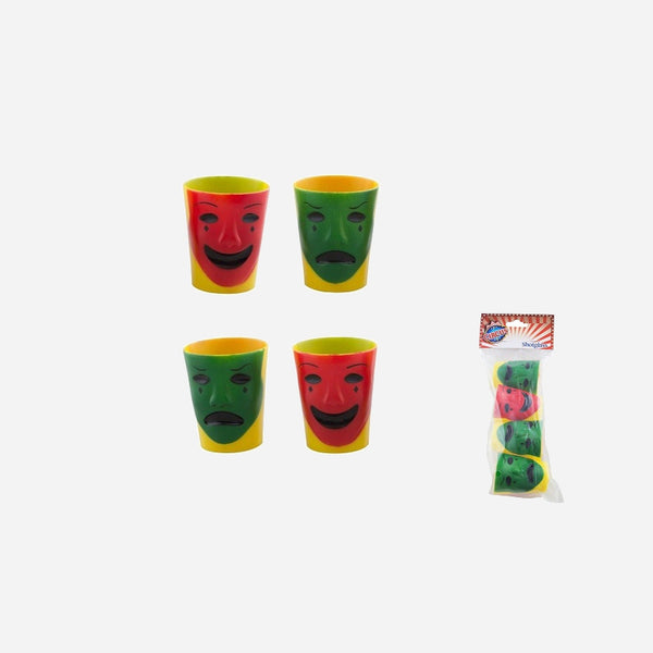 Lot de 4 verres shooters vert jaune rouge 5.5 cm