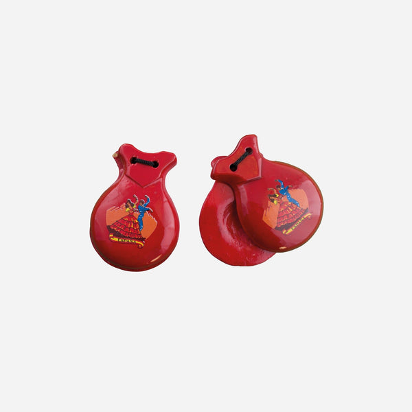 Paire de castagnettes rouge avec motif