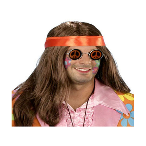 Perruque cheveux longs hippie brun