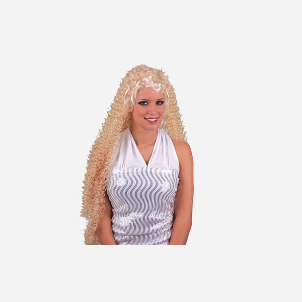 Perruque Angel cheveux longs frisés blond