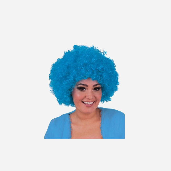 Perruque hippy afro turquoise