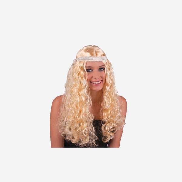 Perruque Angel cheveux longs bouclés avec bandeau blond