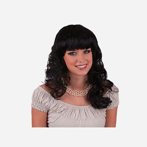 Perruque cheveux longs bouclés naturel noir