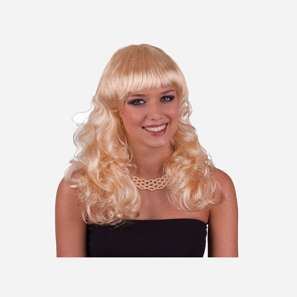 Perruque cheveux longs bouclés naturel blond