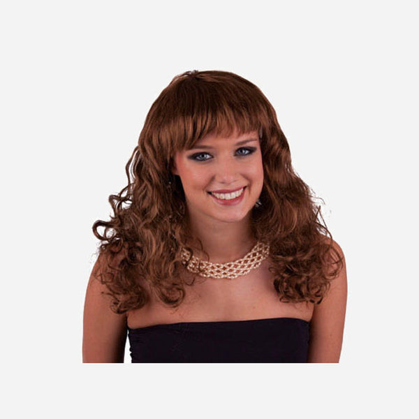 Perruque cheveux longs bouclés naturel brun