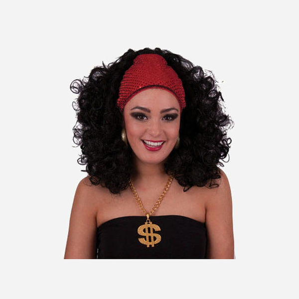 Perruque disco à sequins avec bandana