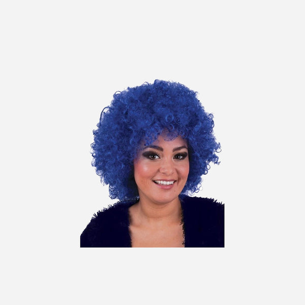 Perruque hippy afro bleu