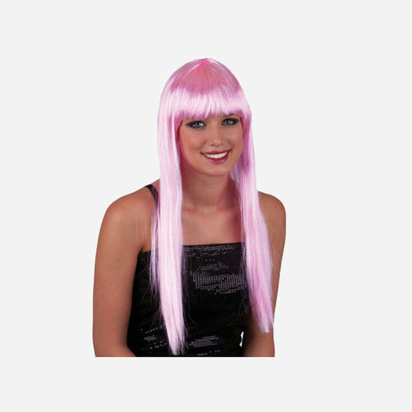Perruque cheveux longs pretty pony rose