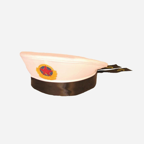 Béret blanc de marin avec bandeau et marquage