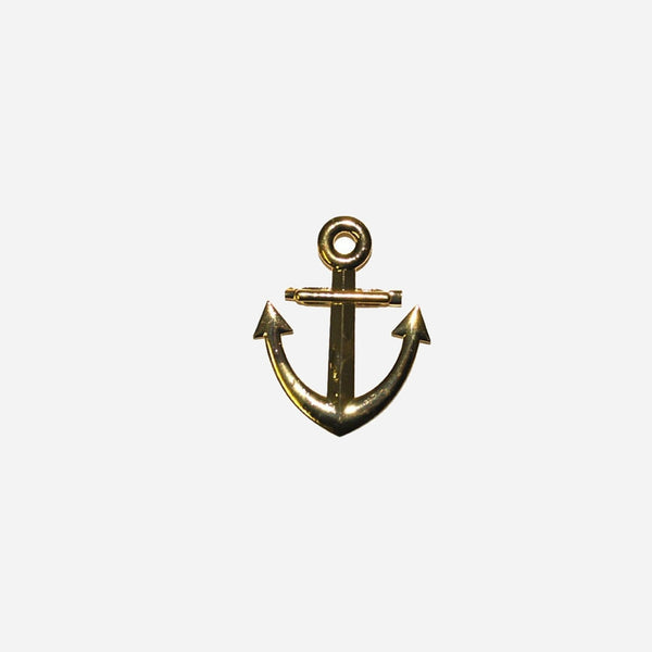 Broche ancre dorée 7 cm