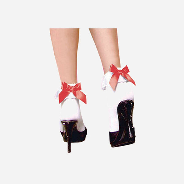 Paire de chaussettes blanche & noeud papillon rouge