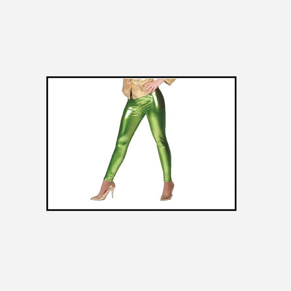 Pantalon legging effet brillant/métal vert