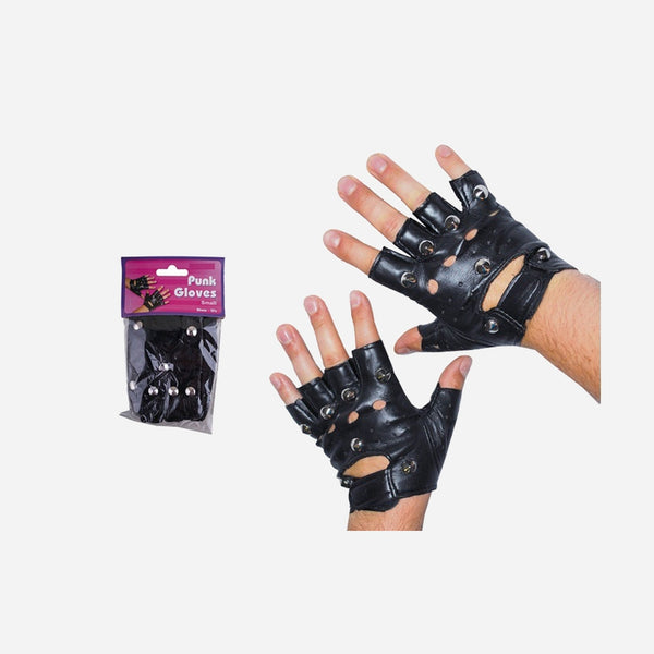Paire de mitaines punk avec clous de déguisement
