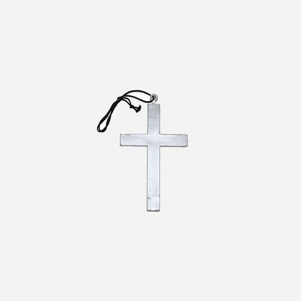 Collier croix en plastique argent 23 cm fantaisie