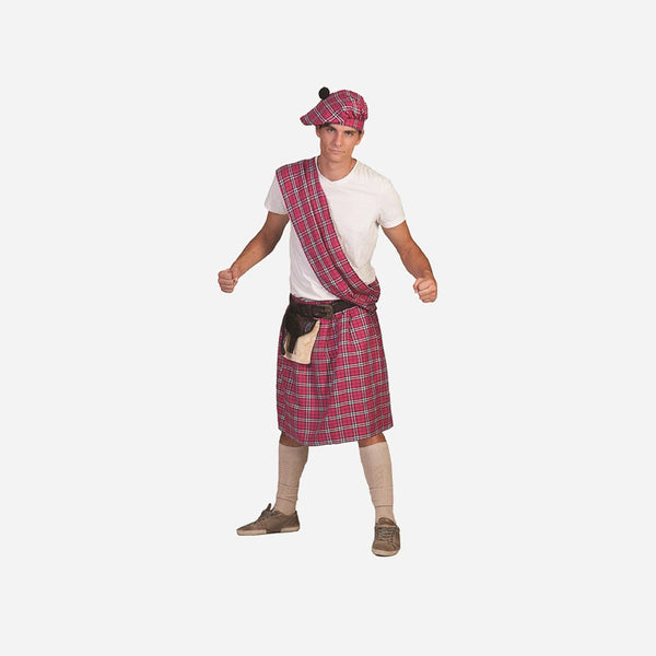 Déguisement d'écossais homme rose 4 pièces Taille unique