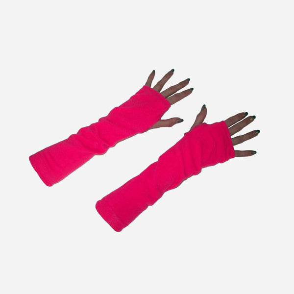 Paire de mitaines long rose de déguisement