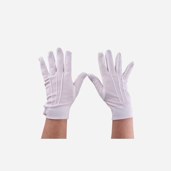 Paire de gants blancs nervurés 21 cm de déguisement