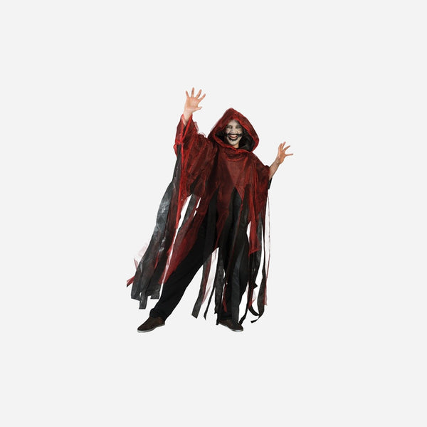 Cape de vampire rouge avec capuche adulte