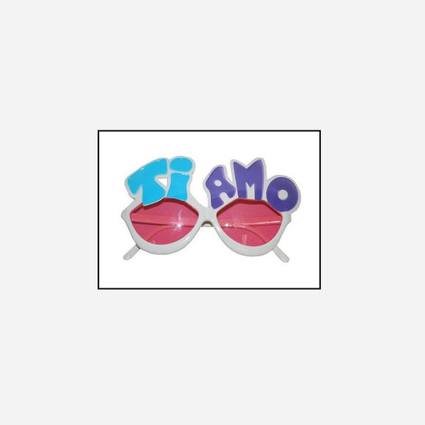 Lunettes gag motif "Ti Amo" verres rose