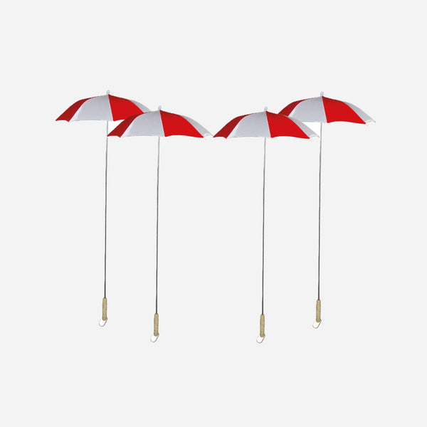 Lot de 4 parapluies clown rouge & blanc 1,05 m