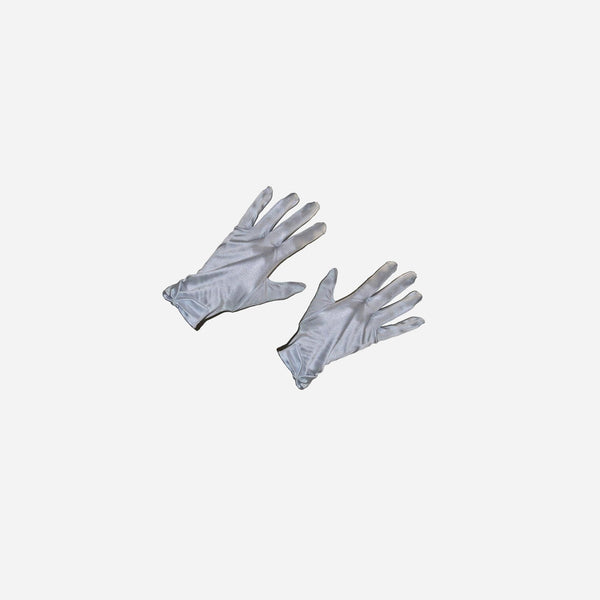 Paire de gants blancs satinés avec noeud et strass de déguisement