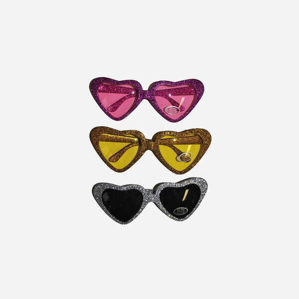 Lunettes coeur à paillettes assorti