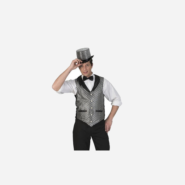 Gilet disco noir et argent homme