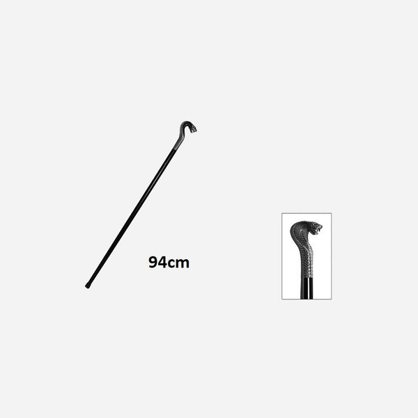 Canne métallique droite motif serpent argent luxe 94 cm