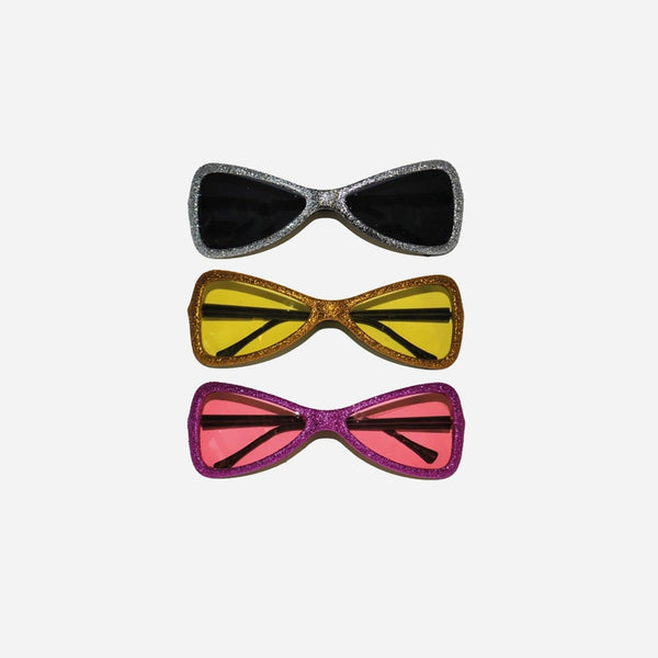 Lunettes gag noeud papillon à paillettes assorti