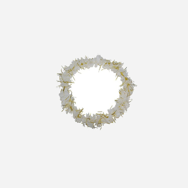 Collier de fleurs Tahiti blanches avec fils dorés 1 m