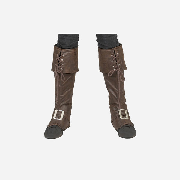 Paire de couvre-bottes de pirate mousquetaire marron 50 cm