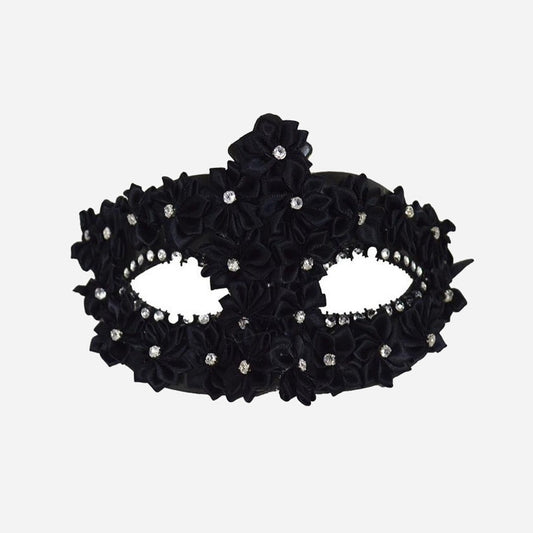 Masque loup à ornements petites fleurs et strass