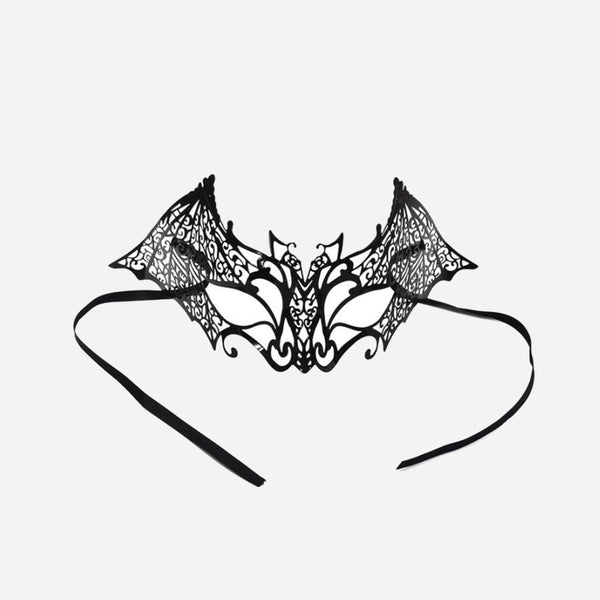 Masque loup luxe métal motif chauve souris noir