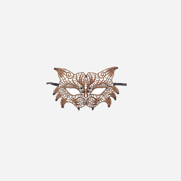 Masque loup steampunk bronze effet dentelle 18 × 11 cm