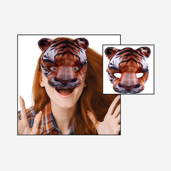 Demi masque en mousse motif tigre