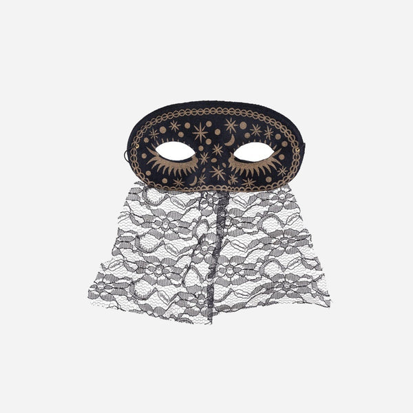 Loup avec motifs et bavette dentelle noir adulte