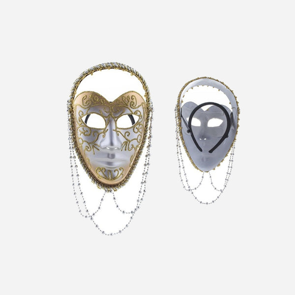 Masque coque vénitien visage or argent luxe adulte