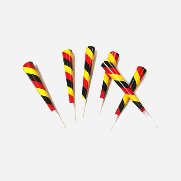 Lot de 6 trompettes noir jaune rouge Allemagne Belgique 25 cm