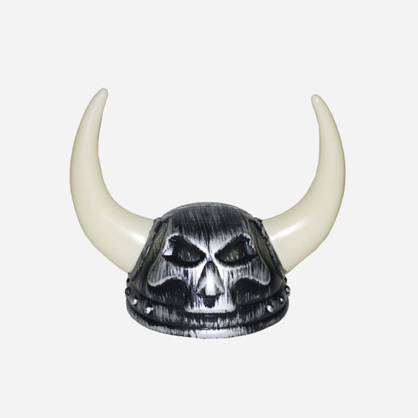 Casque de viking crâne avec cornes argent/ivoire