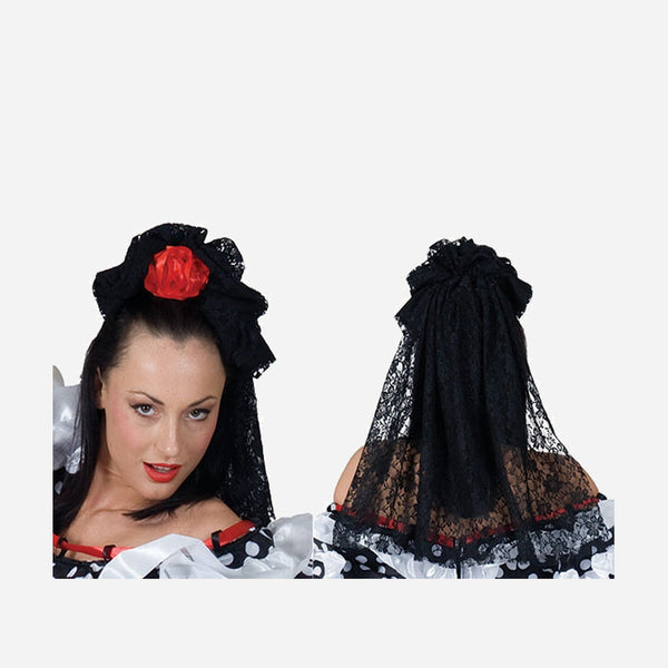 Barrette pour cheveux avec voile noir