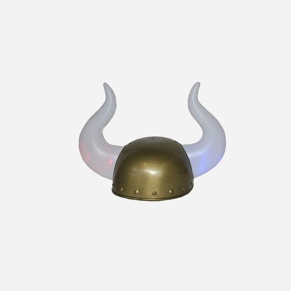 Casque de viking gaulois avec 2 grandes cornes lumineuses LED