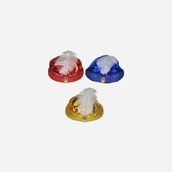 Chapeau turban avec plume et perle assorti