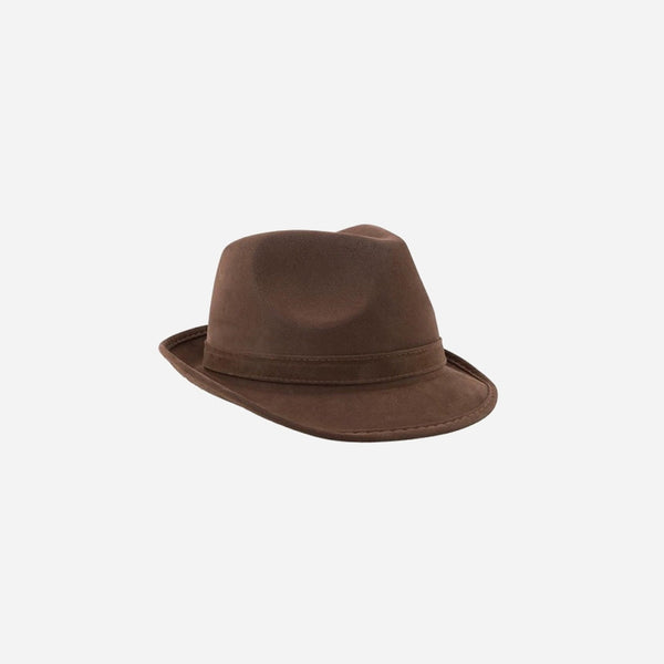 Chapeau trilby imitation cuir marron
