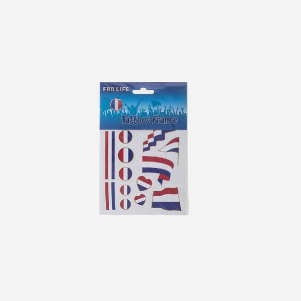 Lot de 17 tatouages bleu blanc rouge france