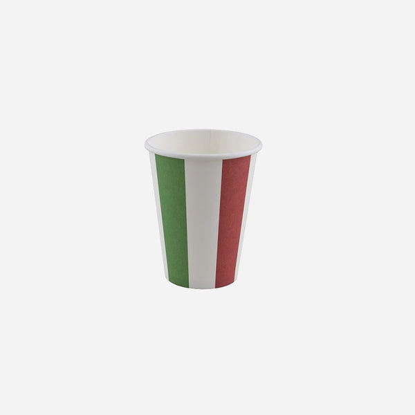 Lot de 8 gobelets en carton Vert Blanc Rouge italie 20 cl