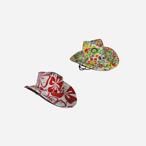 Chapeau cowboy flower power assorti