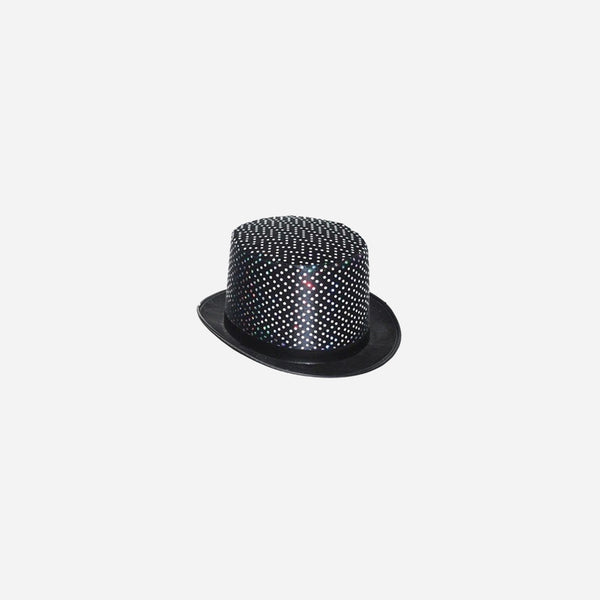 Chapeau haut de forme feutrine à sequins noir 15 cm