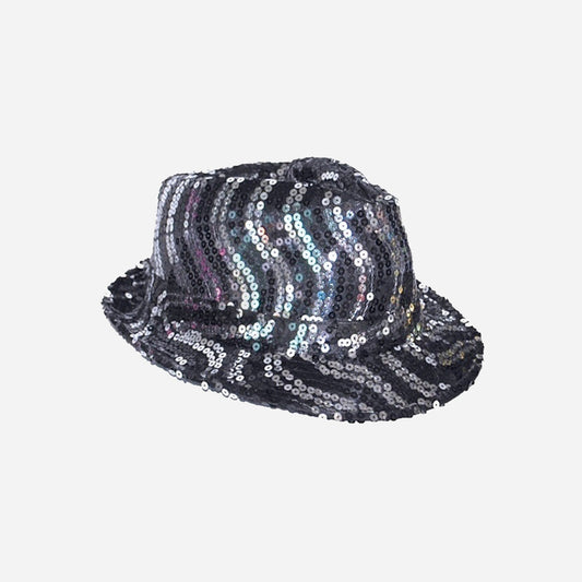 Chapeau trilby à sequins ondulés 12 cm